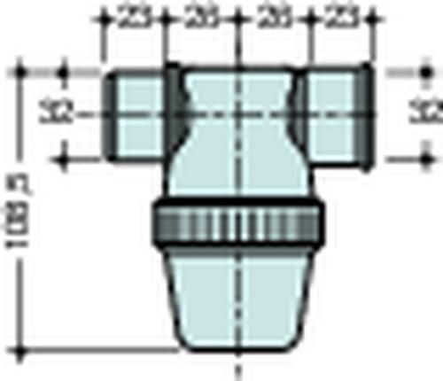 NICOLL Siphon de lavabo à coller gris avec entrée horizontale